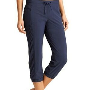 Athleta La Viva Capri Jogger Pants Women's‎ Sz 4 Navy Blue Elastic Waist Pockets